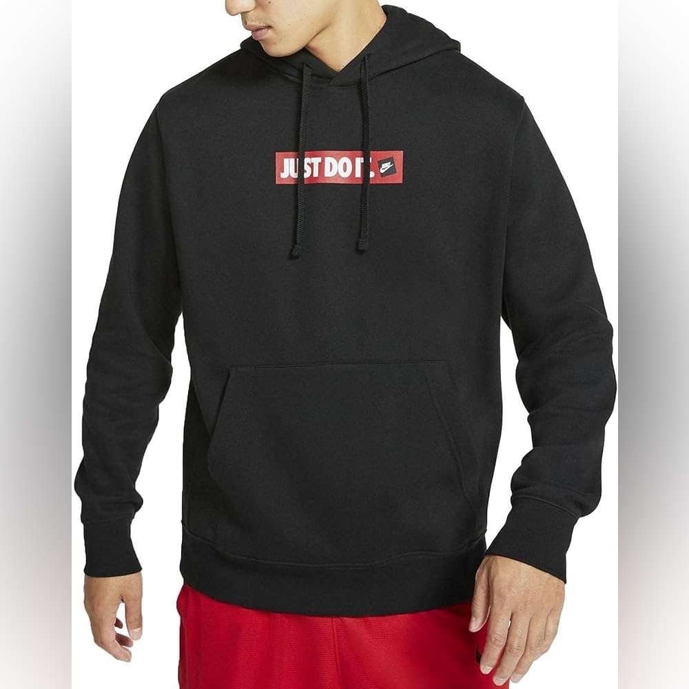 Vintage Nike Graphic Logo Slogan Sportswear Pullover Black Hoodie - Small / Men